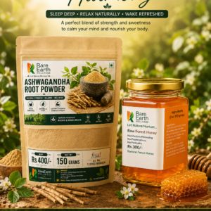 ASHWAGANDHA ROOT POWDER AND RAW FOREST HONEY Nature's Nighttime Harmony